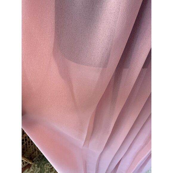 Vintage 70's Mauve Rose Maxi Dress Pleated Front Sheer Poly Chiffon Style Sz XL - Picture 16 of 16